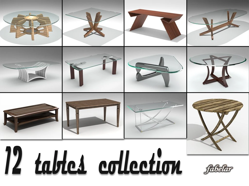 tables collection 1 3D Model .c4d .max .obj .3ds .fbx .stl .blend 