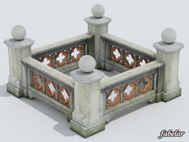 balustrade 3D Model .c4d .max .obj .3ds .fbx .stl .blend 