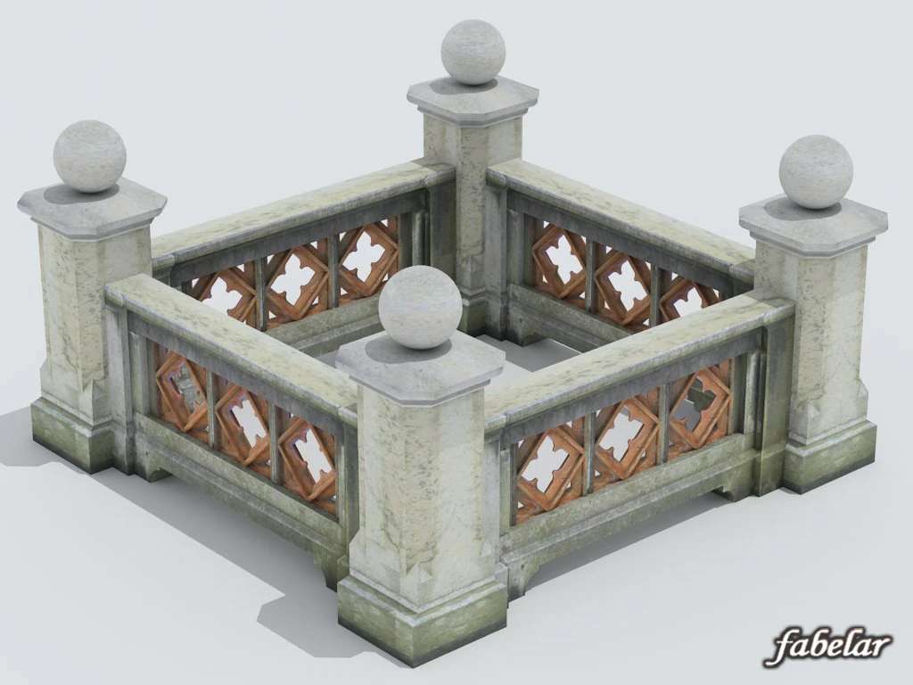 balustrade 3D Model .c4d .max .obj .3ds .fbx .stl .blend 
