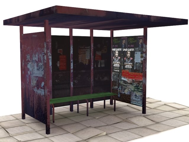 bus shelter 3D Модель .c4d .max .obj .3ds .fbx .stl .blend 