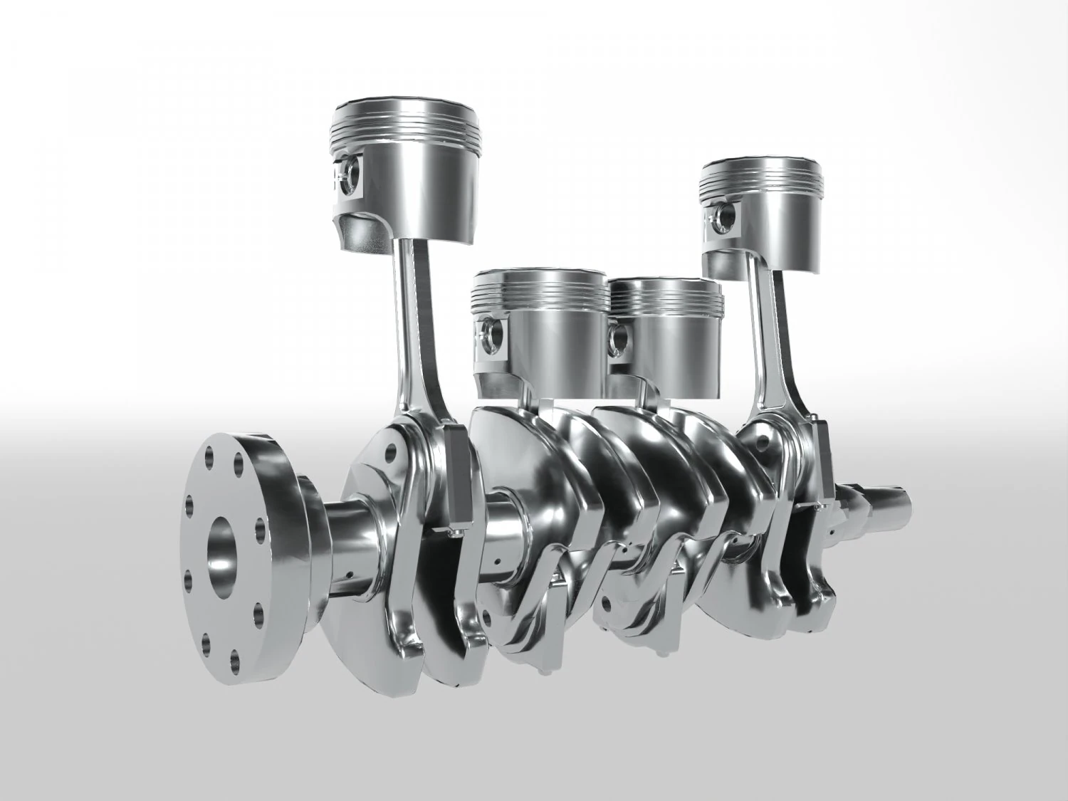 4 cylinder inline engine pistons camshaft 3D Model .c4d .max .obj .3ds .fbx .stl .blend