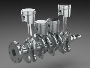 4 cylinder inline engine pistons camshaft 3D Model