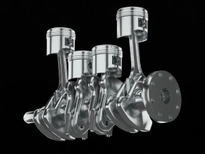 4 cylinder inline engine pistons camshaft 3D Model
