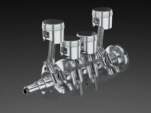 4 cylinder inline engine pistons camshaft 3D Model