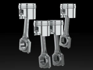 4 cylinder inline engine pistons camshaft 3D Model
