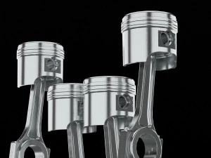 4 cylinder inline engine pistons camshaft 3D Model