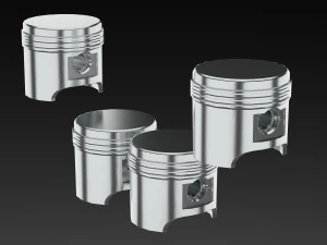 4 cylinder inline engine pistons camshaft 3D Model
