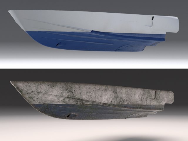 yacht hull clean and ruined 3D Model .c4d .max .obj .3ds .fbx .stl .blend 