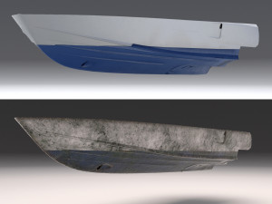 yacht hull clean and ruined 3D Models