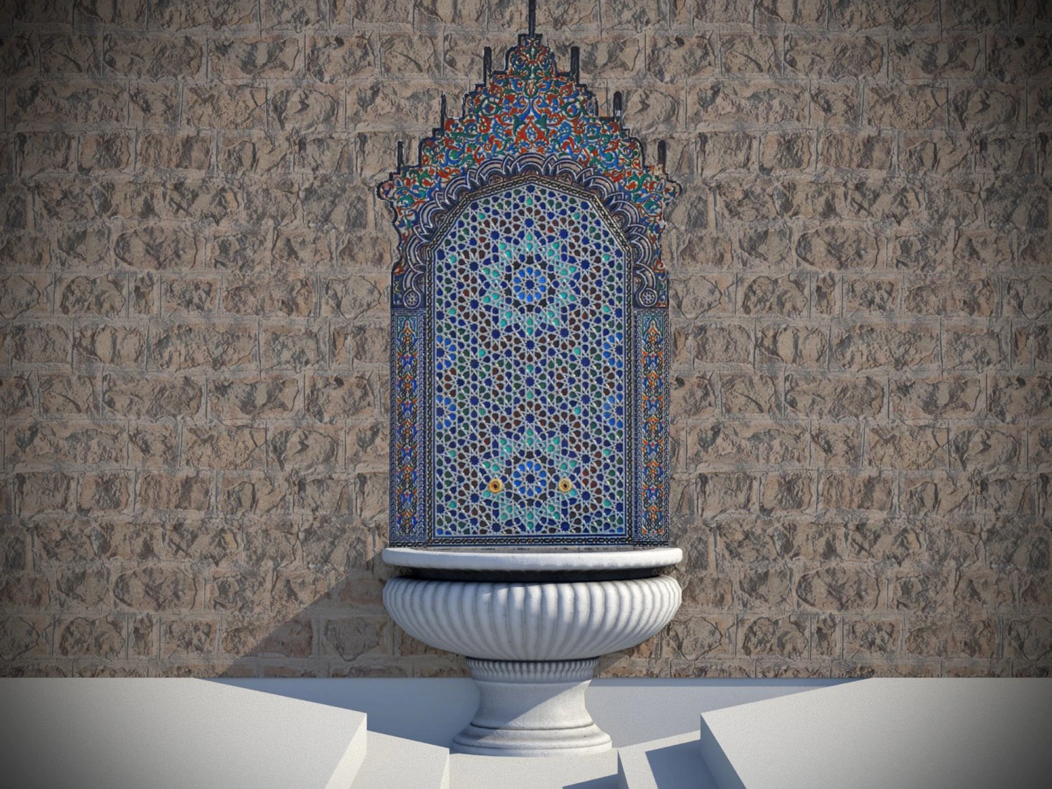 fountain 5 game-ready 3D Model .c4d .max .obj .3ds .fbx .stl .blend 