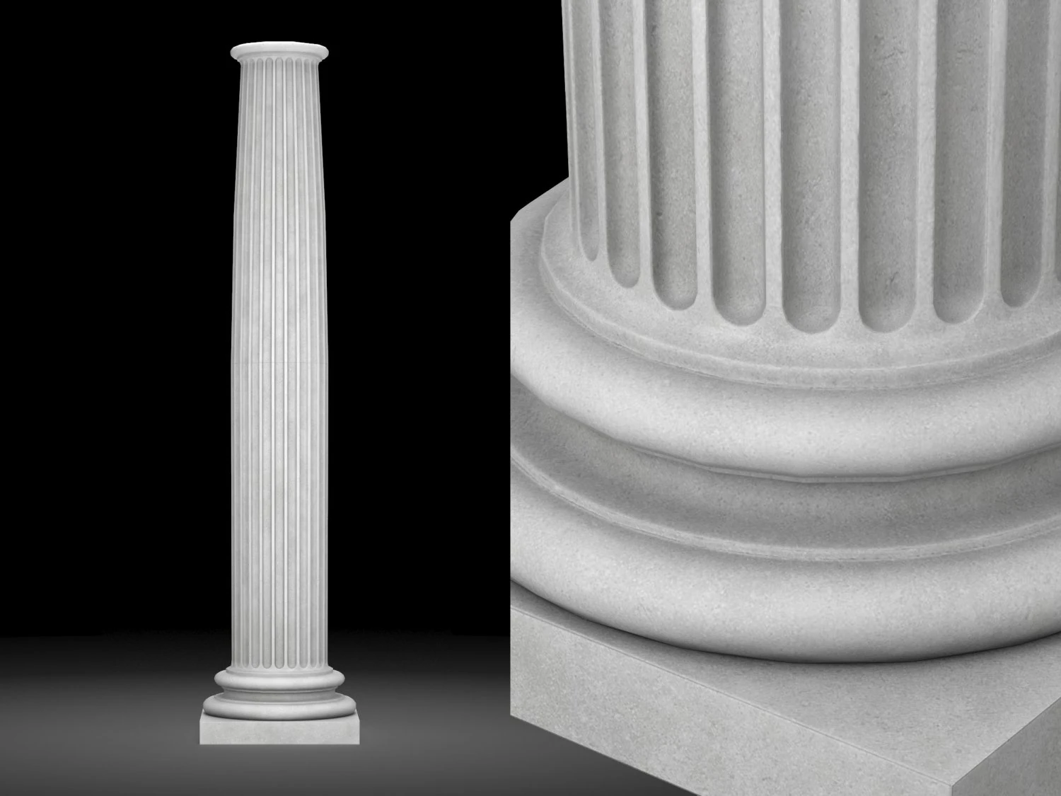 fluted column 3D Model .c4d .max .obj .3ds .fbx .stl .blend 
