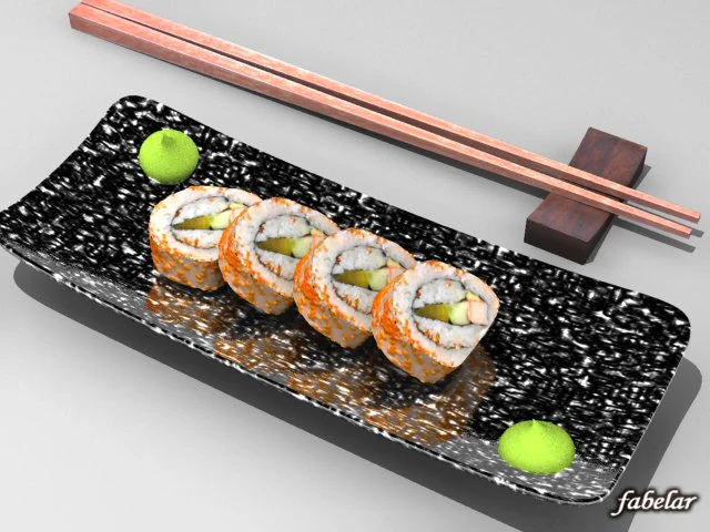 california maki roll 3D Model .c4d .max .obj .3ds .fbx .stl .blend 