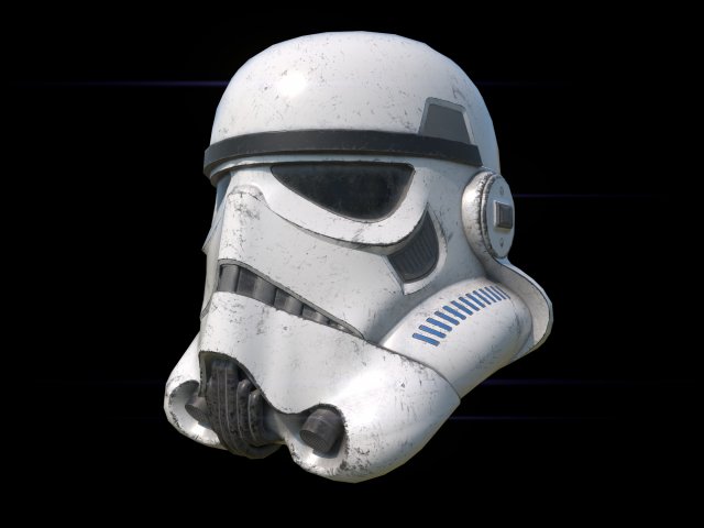 Stormtrooper damaged helmet 3D Model .c4d .max .obj .3ds .fbx .stl .blend 