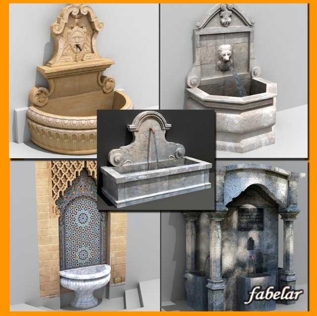 fountains collection 1 3D Модель .c4d .max .obj .3ds .fbx .stl .blend 