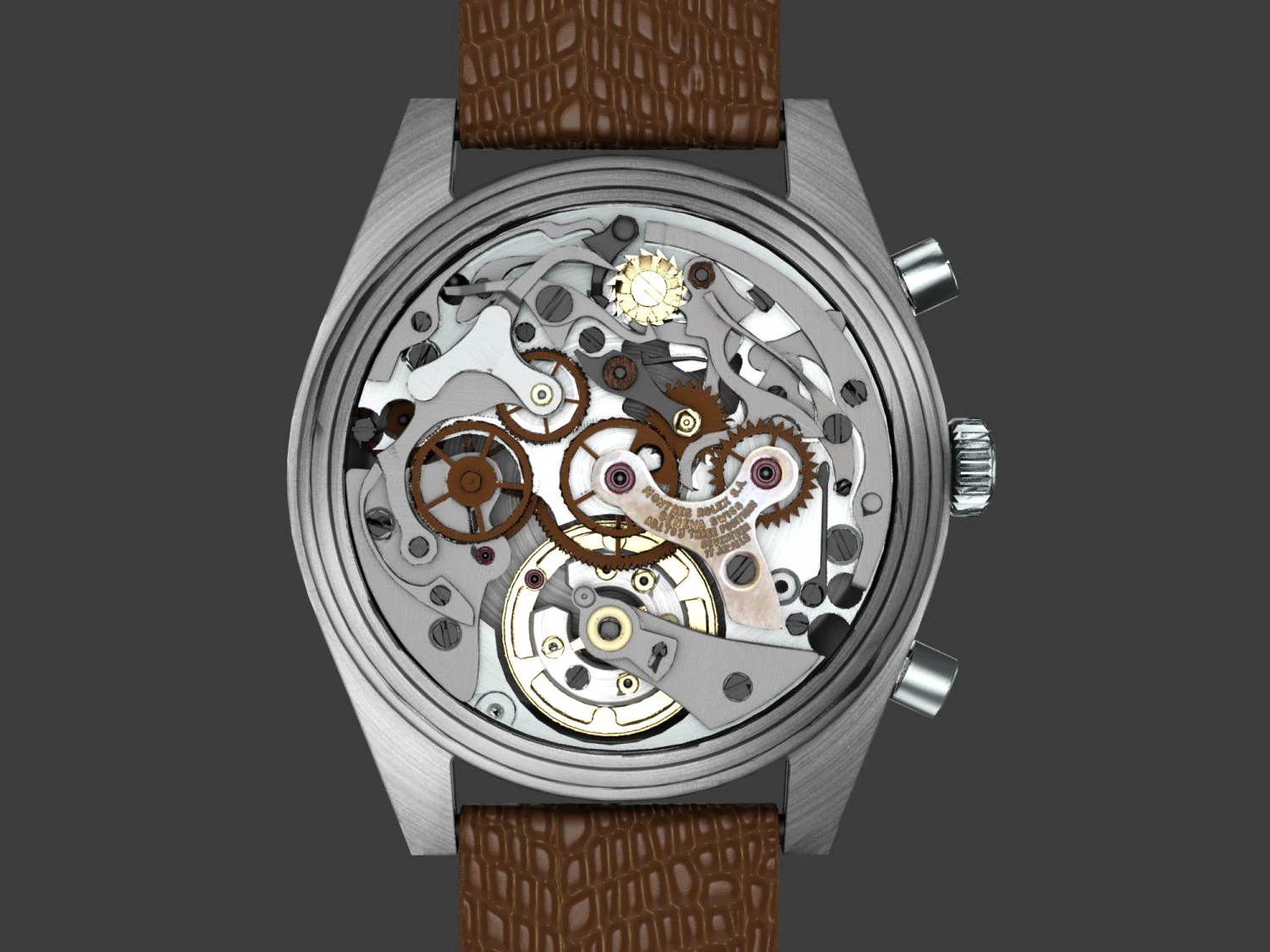 Watch mechanism 8 Low-poly 3D Model .c4d .max .obj .3ds .fbx .stl .blend 