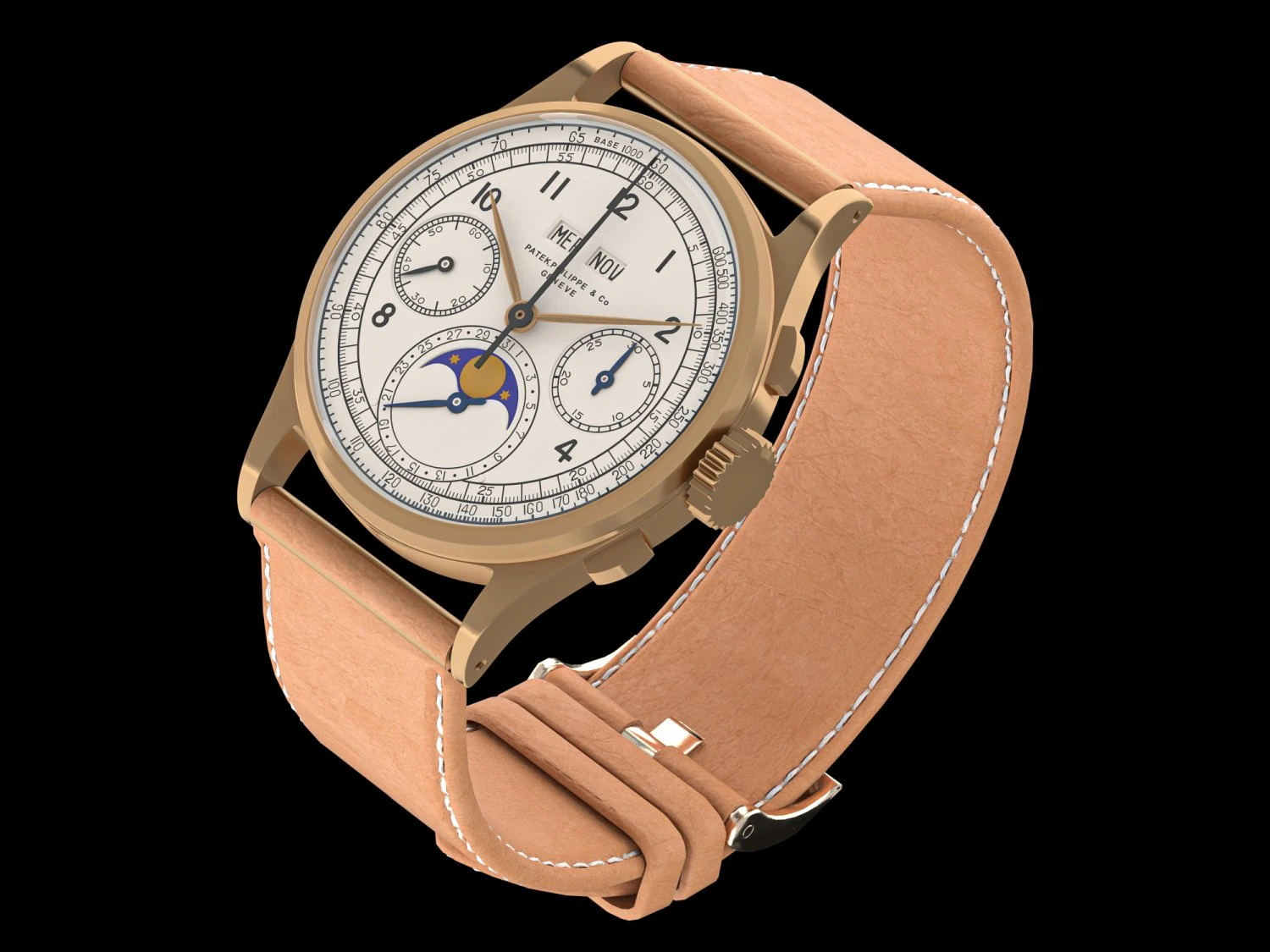 Patek Philippe rose gold 3D Model .c4d .max .obj .3ds .fbx .stl .blend 
