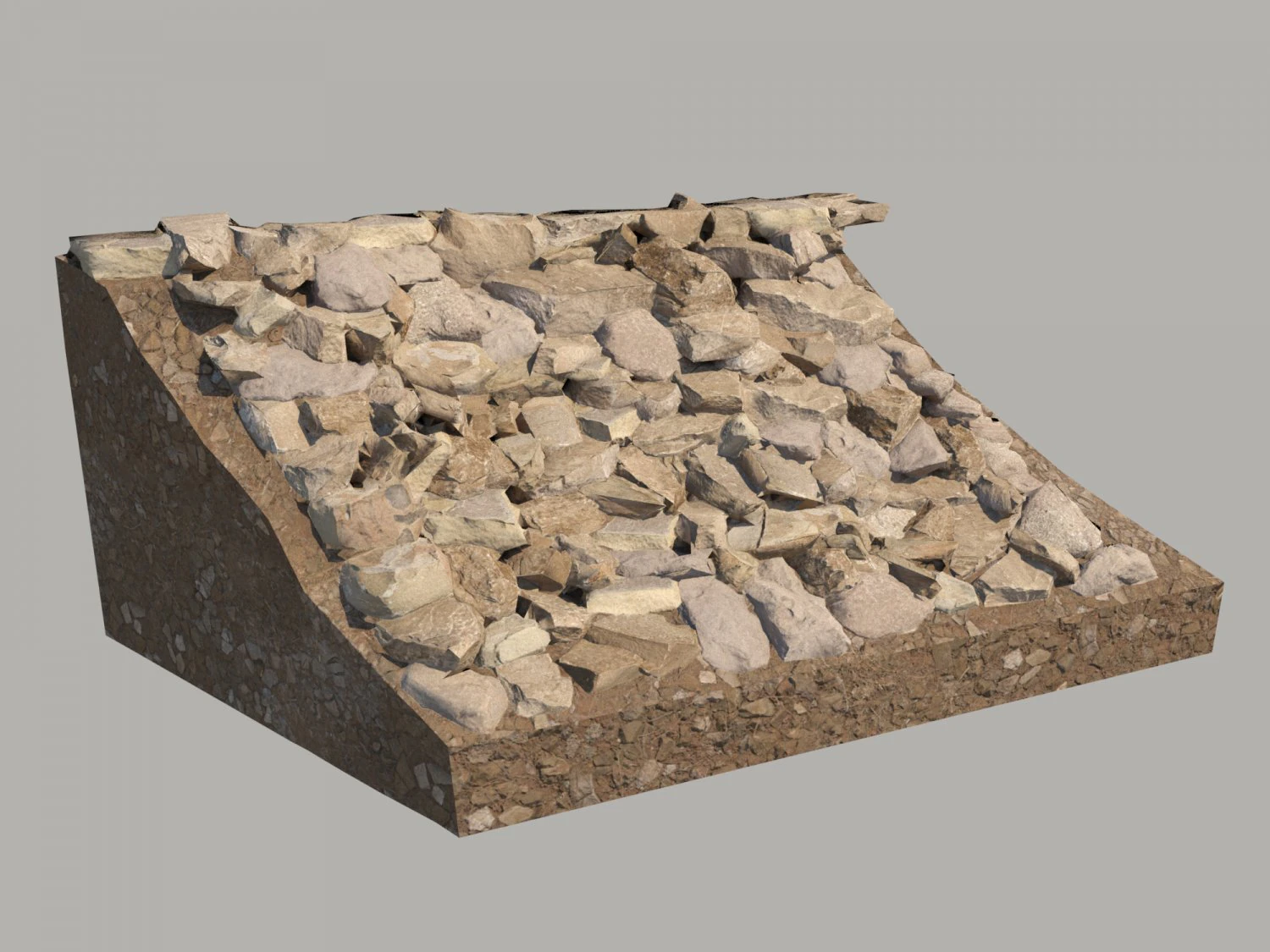 Rocky slope 3D Model .c4d .max .obj .3ds .fbx .stl .blend 