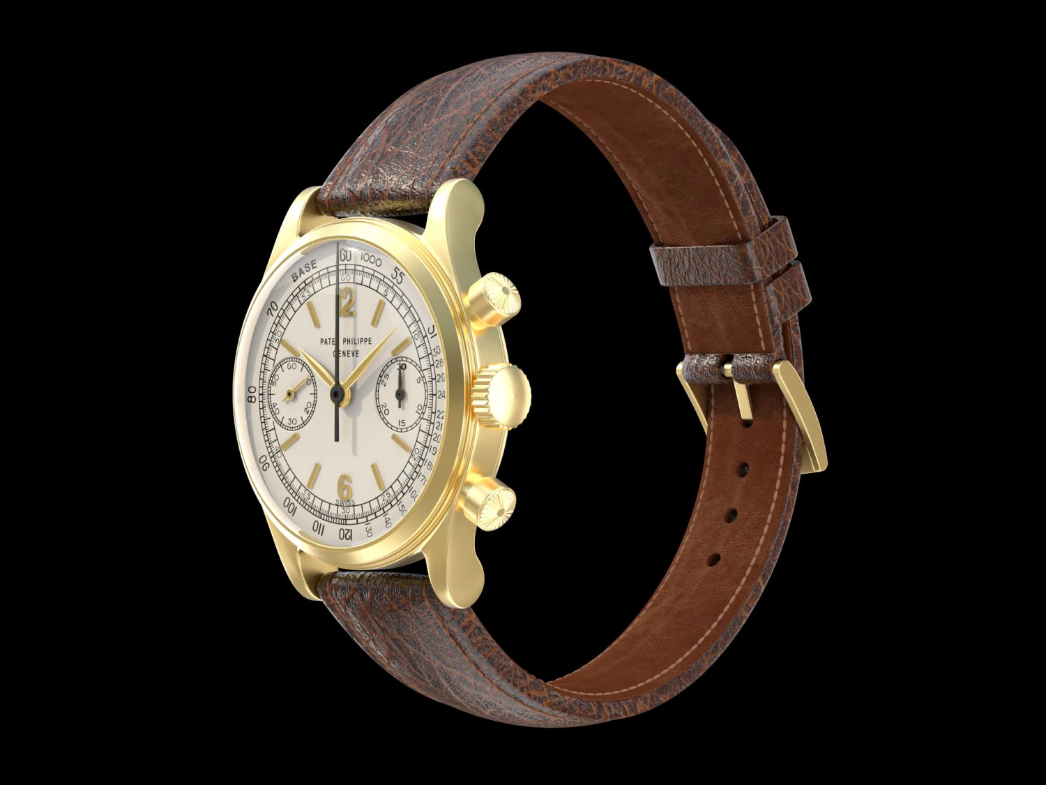Patek Philippe Gold Chronograph 1527 3D Model .c4d .max .obj .3ds .fbx .stl .blend 