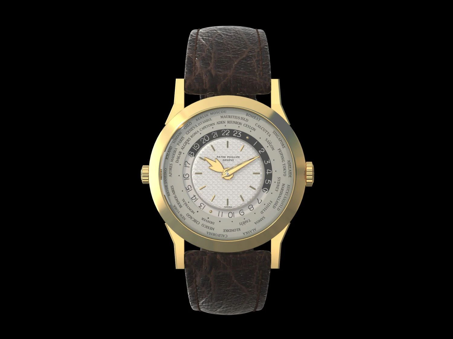 Patek Philippe Worldtimer Guilloche 3D Model .c4d .max .obj .3ds .fbx .stl .blend 