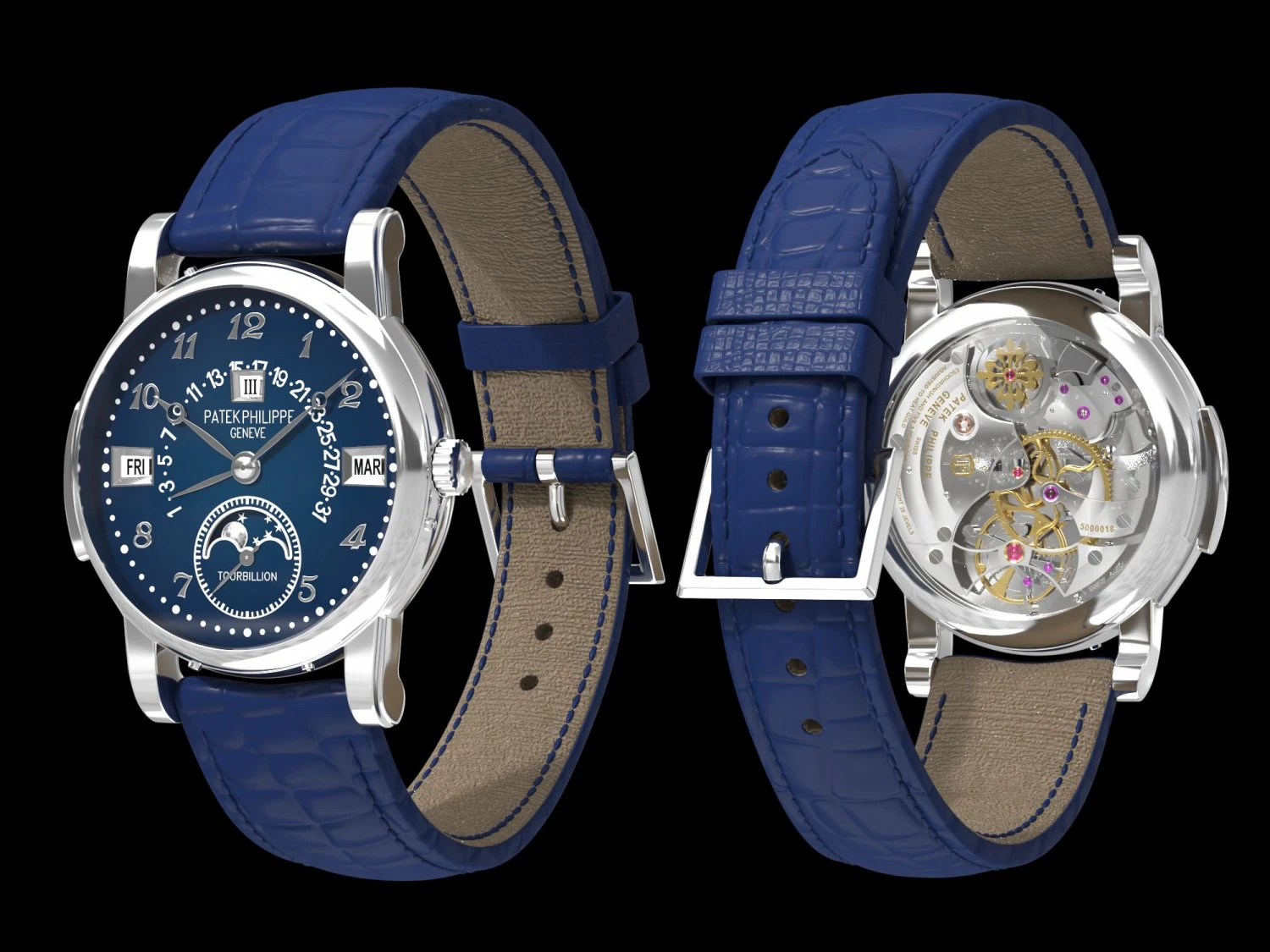 Patek Philippe Stainless Steel 5016A 3D Model .c4d .max .obj .3ds .fbx .stl .blend 