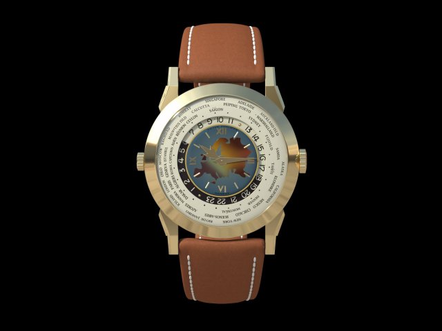 Patek Philippe Two Crown World time 2523 3D-Modell .c4d .max .obj .3ds .fbx .stl .blend 