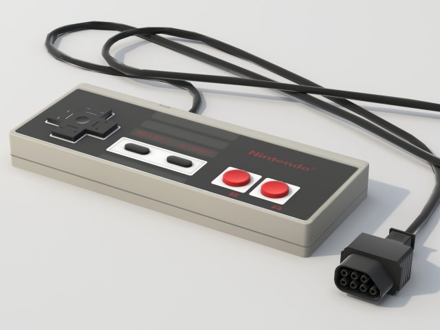 NES controller lowpoly 3D मॉडल .c4d .max .obj .3ds .fbx .stl .blend 