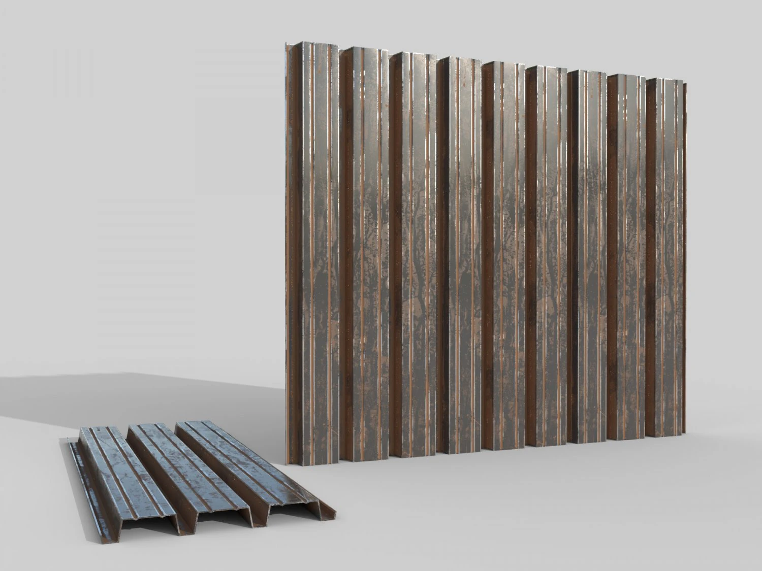 Chapas galvanizadas onduladas 5 Modelo 3D .c4d .max .obj .3ds .fbx .stl .blend