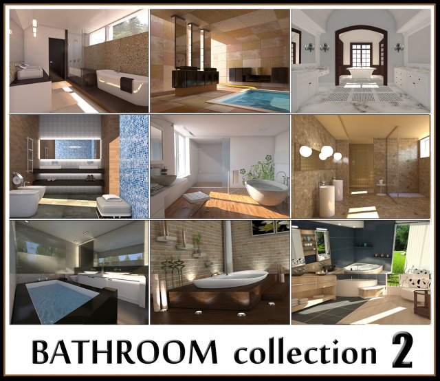 Bathroom collection 2 Model 3D .c4d .max .obj .3ds .fbx .stl .blend 