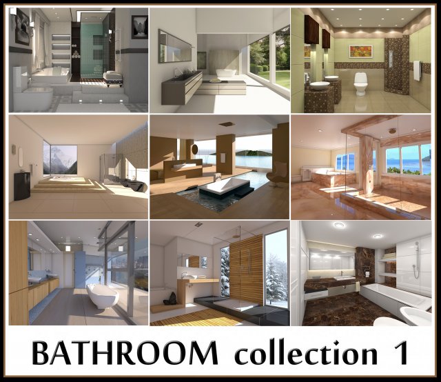 Bathroom collection 1 3D Модель .c4d .max .obj .3ds .fbx .stl .blend 