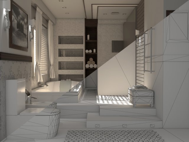 Bathroom 01 VR-ready 3D Model .c4d .max .obj .3ds .fbx .lwo .lw .lws
