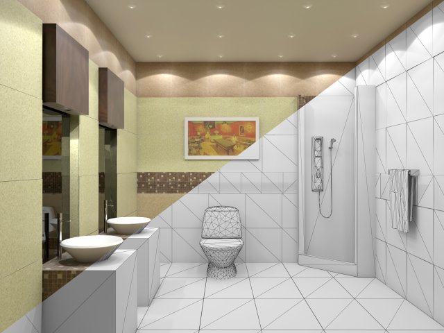 Bathroom 03 VR-ready 3D Model .c4d .max .obj .3ds .fbx .lwo .lw .lws