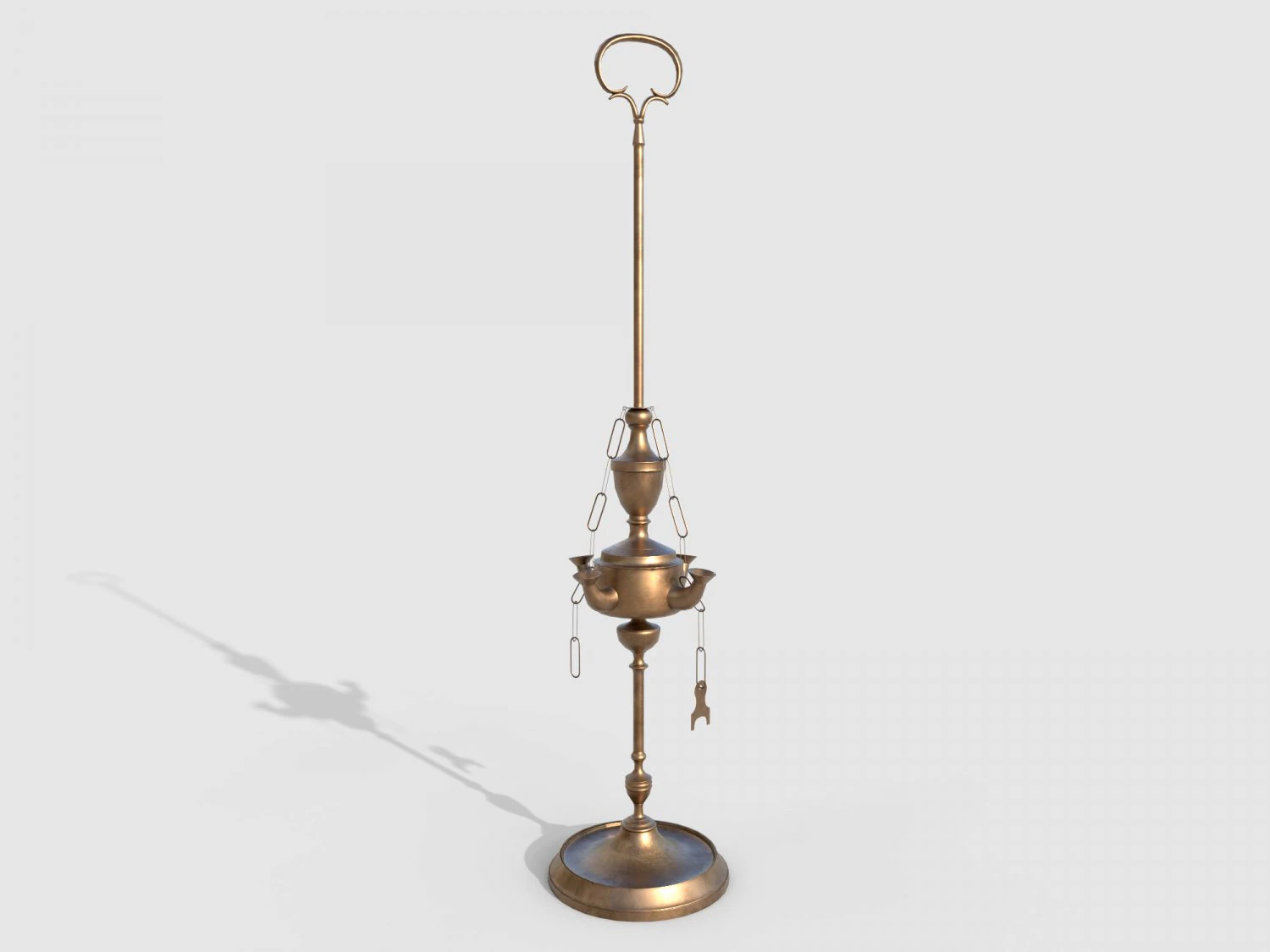 Brass oil lamp 3D Model .c4d .max .obj .3ds .fbx .stl .blend 