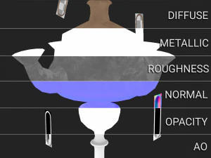 Brass oil lamp 3D Model