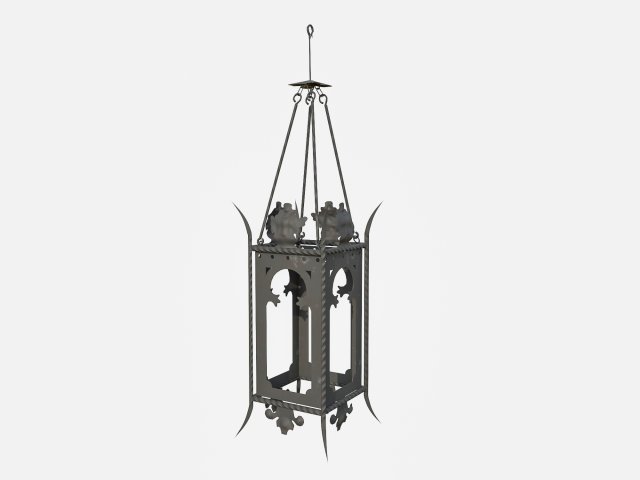 Wrought iron lantern 1 3D Model .c4d .max .obj .3ds .fbx .stl .blend 