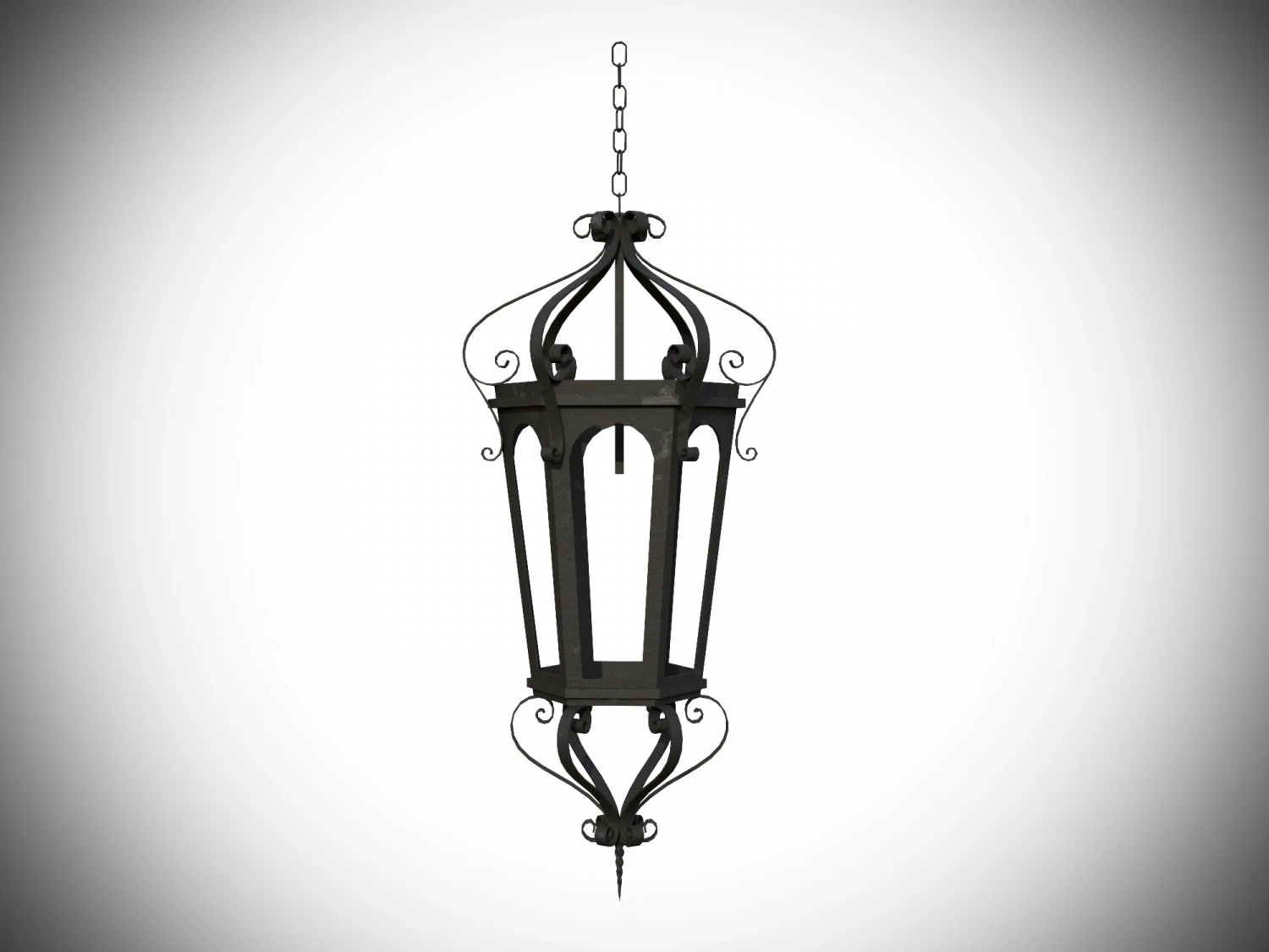 Wrought iron lantern 2 3D Model .c4d .max .obj .3ds .fbx .stl .blend 