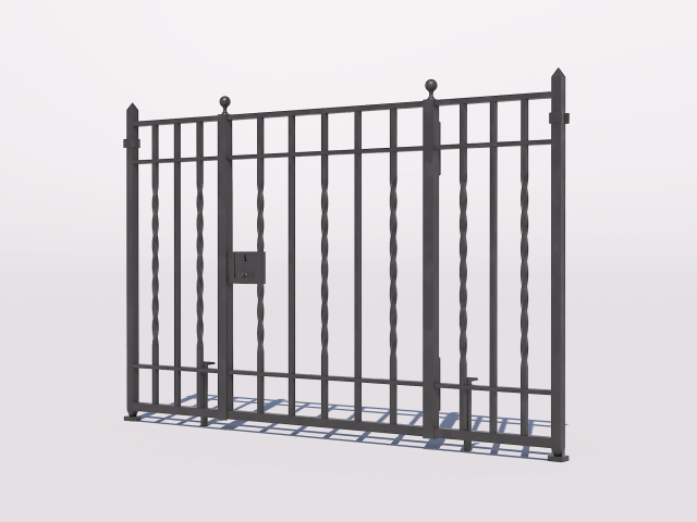 Wrought iron gate 1 3D Model .c4d .max .obj .3ds .fbx .stl .blend 