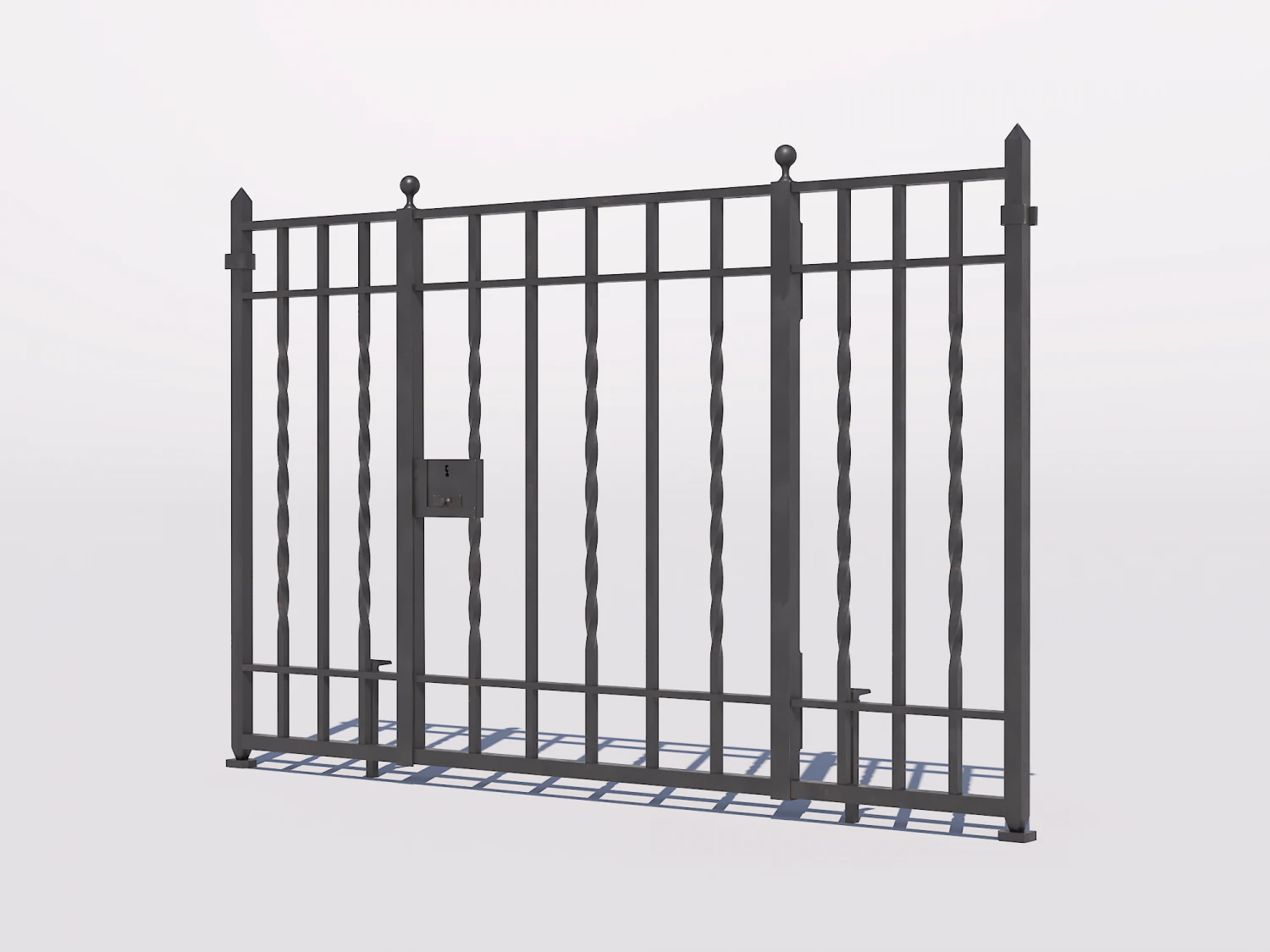 Wrought iron gate 1 3D Model .c4d .max .obj .3ds .fbx .stl .blend 