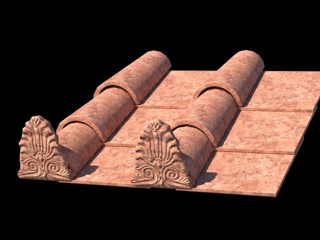 Roman roof tiles 3D Модель .c4d .max .obj .3ds .fbx .stl .blend 