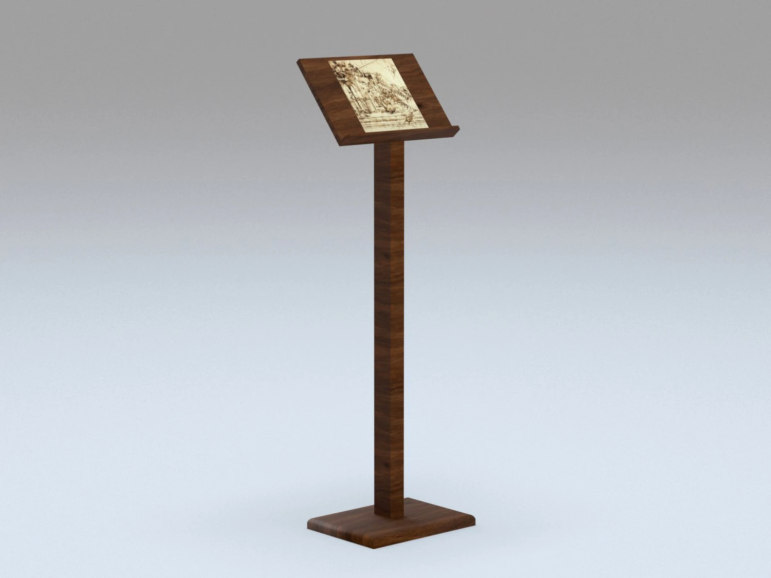 Antique wooden lectern 2 3D Model .c4d .max .obj .3ds .fbx .stl .blend