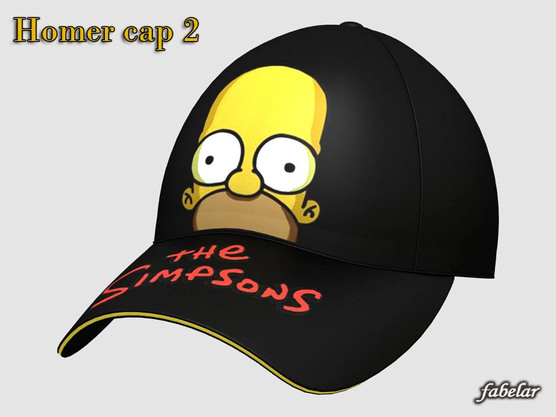 homer simpson cap 2 3D Model .c4d .max .obj .3ds .fbx .stl .blend 
