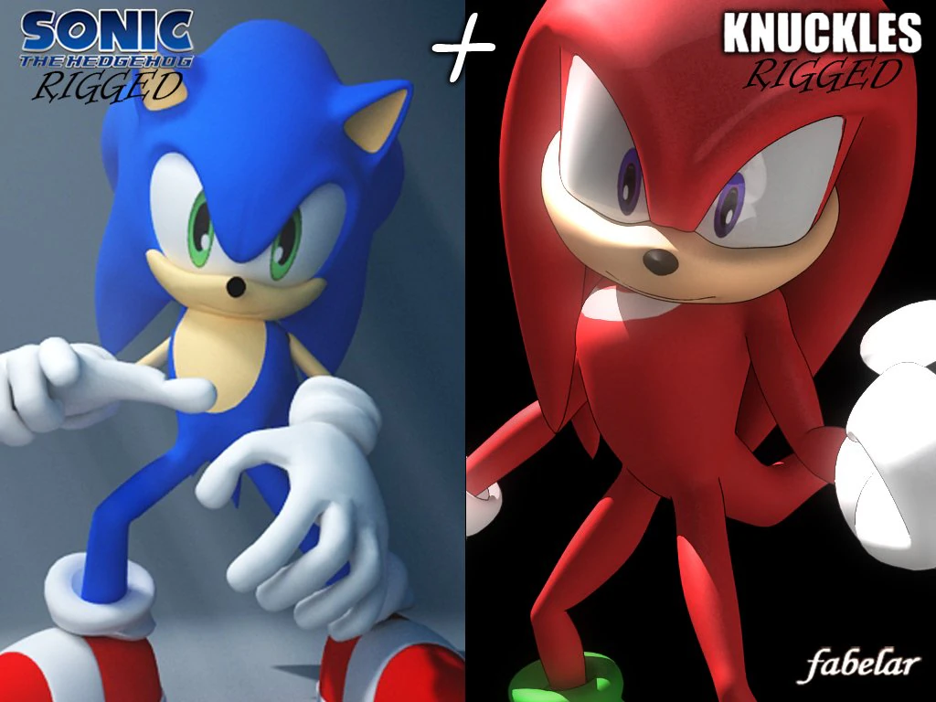 sonic knuckles rigged 3D Model .c4d .max .obj .3ds .fbx .stl .blend 