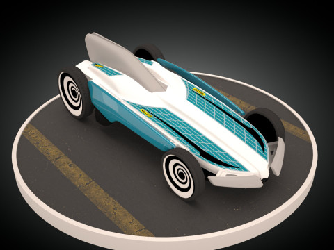 Formula Solar Car Low-poly Model 3D