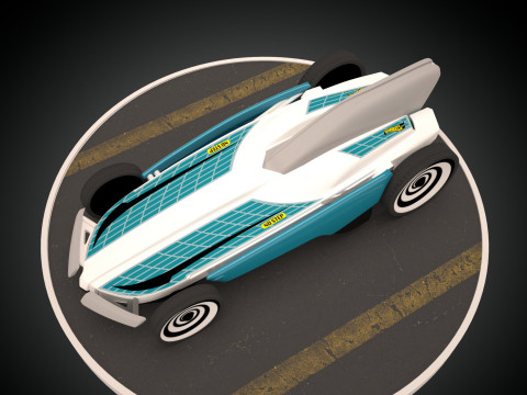 Formula Solar Car Low-poly Model 3D