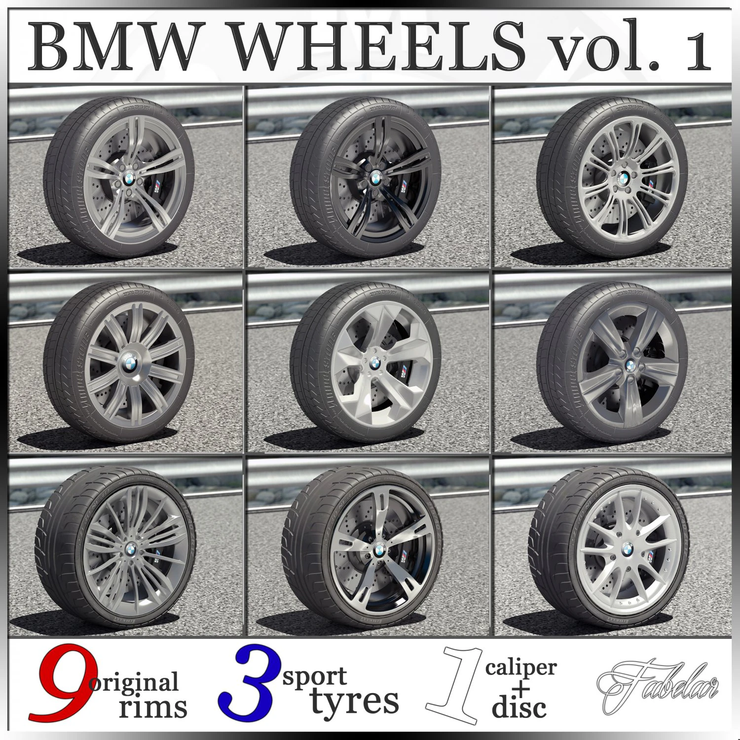 bmw wheels vol 1 3D Model .c4d .max .obj .3ds .fbx .stl .blend