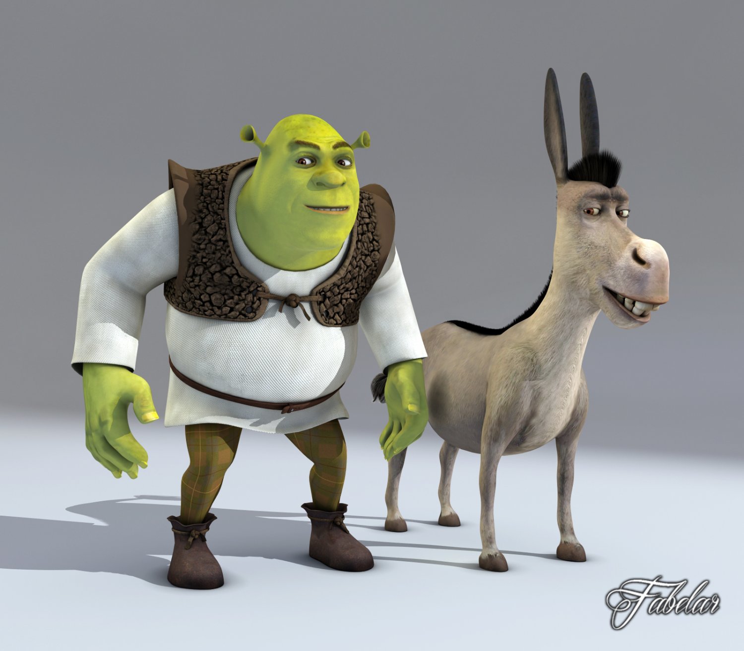 Shrek Donkey 3d Model In Cartoon 3dexport