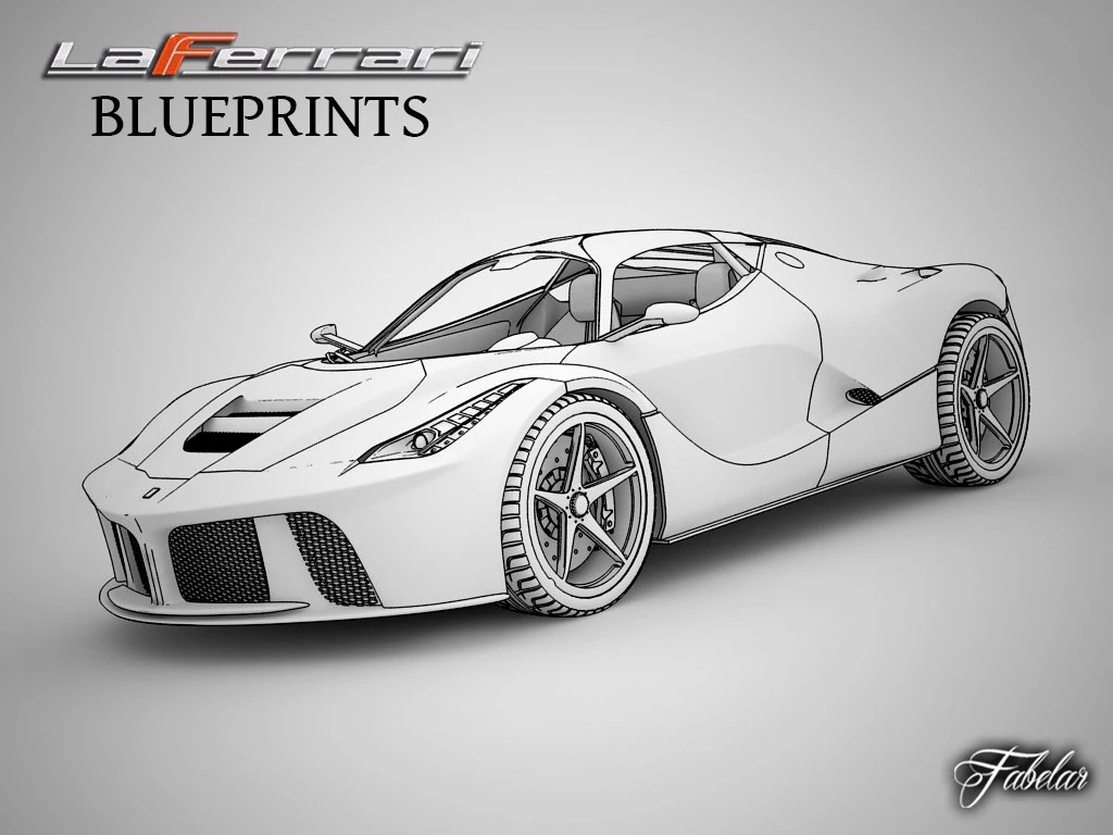 laferrari blueprints 3D Model .c4d .max .obj .3ds .fbx .stl .blend 