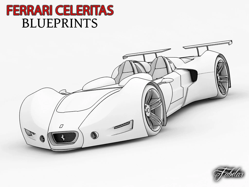 ferrari celeritas blueprints 3D Model .c4d .max .obj .3ds .fbx .stl .blend 