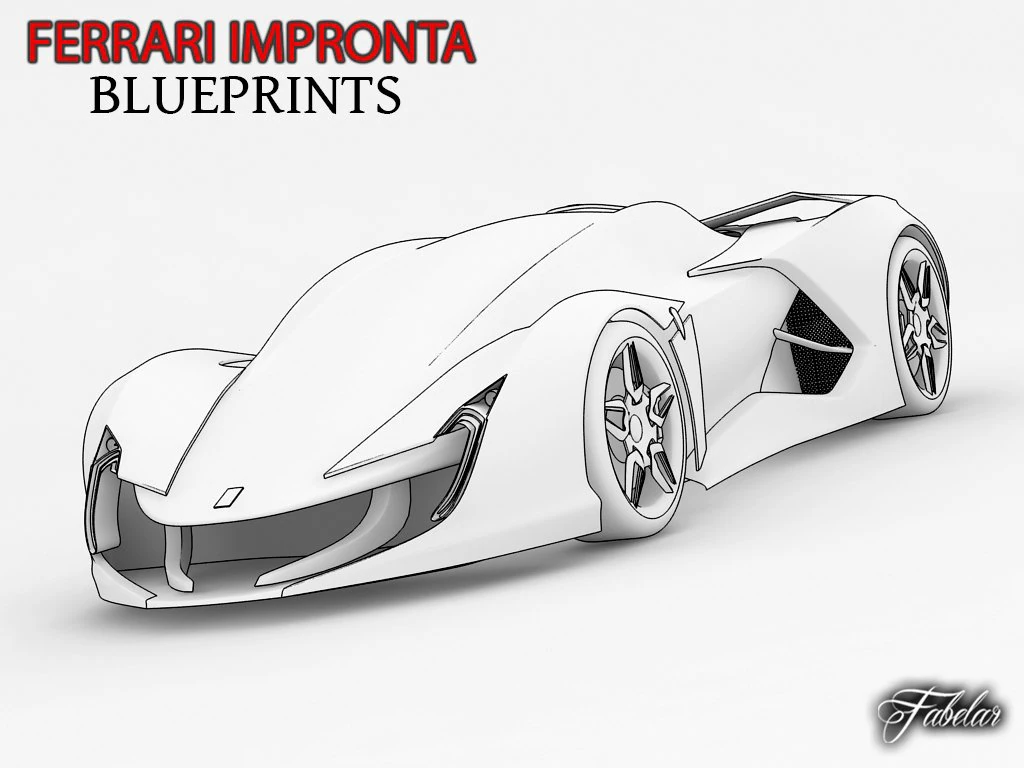 ferrari impronta blueprints 3D Model .c4d .max .obj .3ds .fbx .stl .blend 