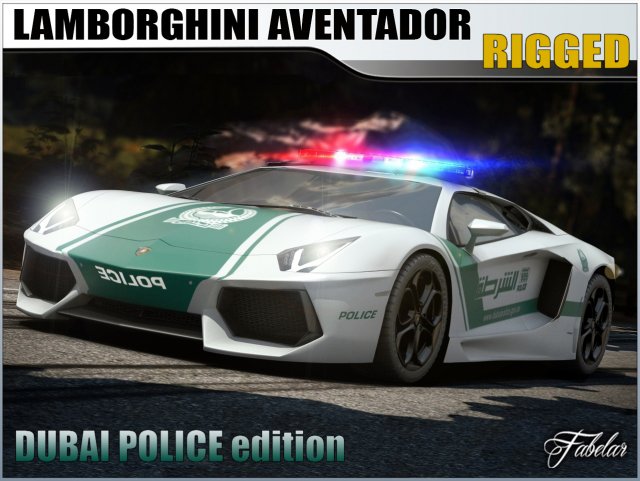 aventador dubai police 3D Модель .c4d .max .obj .3ds .fbx .stl .blend 