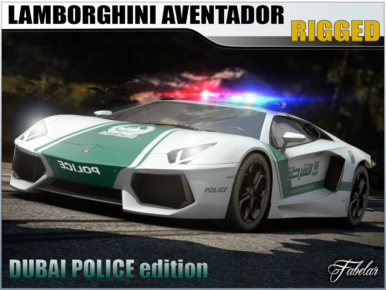 aventador dubai police 3D Model .c4d .max .obj .3ds .fbx .stl .blend 